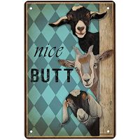 Nice Butt Goats Tin Sign Wall Art Canvas Print Funny Vintage Retro Poster Paintings Cute Goats Home Bedroom Bathroom Decor