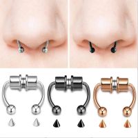 Magnetic Horseshoe Nose Rings 316L Stainless Steel Faux Septum Rings Fake Piercing Clip on Nose Hoop Rings Gift for Women Girl