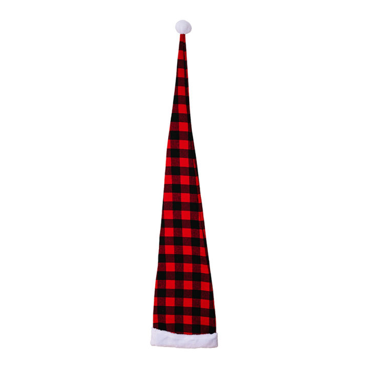christmas-adults-xmas-hat-red-black-checked-santa-adults-hat-plush-brim-comfortable-soft-for-adults-men-women-children-supplies