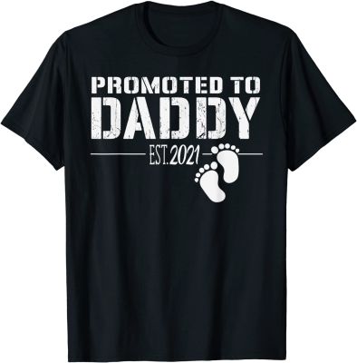 Mens Promoted to Daddy 2021 funny gift for new dad First Time dad T-Shirt Tops Tees Wholesale Cotton Men T Shirts On