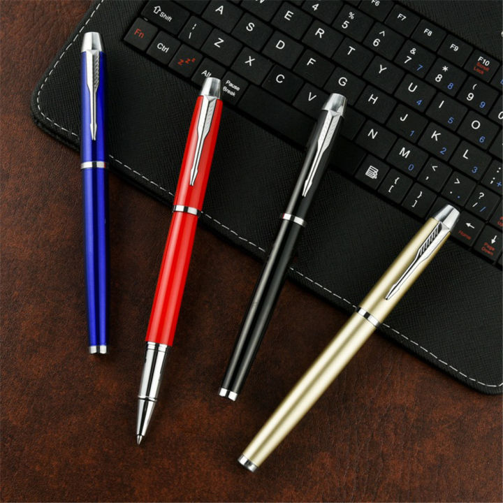 ปากกาเซ็นชื่อปากกาโลหะ-pulpen-tinta-hitam-ปากกาหมึกเจลสำหรับเซ็นต์ทางธุรกิจโลหะสำนักงานโรงเรียนปากกา