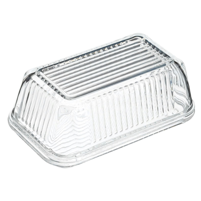 1 Set Glass Butter Tray Butter Box Dust-proof Covered Cake Tray (Transparent)