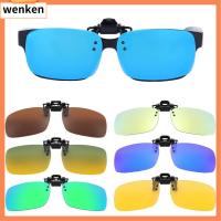 WENKEN UV400 ป้องกันแสงสะท้อน ที่ไร้ขอบ พลิกขึ้นได้ แว่นกันแดดแบบหนีบ โพลาไรซ์ แว่นตาสำหรับขับรถ การมองเห็นตอนกลางคืน