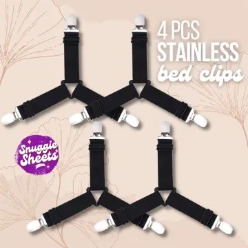 4pcs Triangle Bed Sheet Clips, Adjustable Elastic Metal Clips For