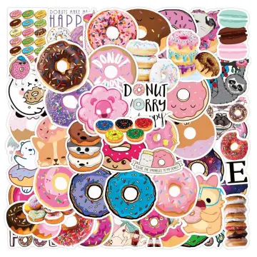 50pcs/Pack Animal-Food Theme Sweet Donut Cartoon Graffiti Sticker