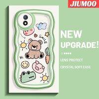 เคส JIUMOO สำหรับ VIVO Y02เคสแฟชั่นลายสัตว์กราฟฟิตีสีสันสดใสน่ารักขอบคลื่นครีมเคสมือถือกันกระแทกแบบใสนิ่มเคสโปร่งใสลายกล้องถ่ายรูปสุดสร้างสรรค์เรียบง่ายปลอกป้องกันอ่อนโยน