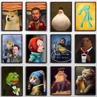 Elon Musk แรงบันดาลใจภาพวาดผ้าใบ: Capybara,เป็ด,กบ,แมวในธุรกิจชุด-ตลก Memes Wall Art สำหรับตกแต่งบ้าน