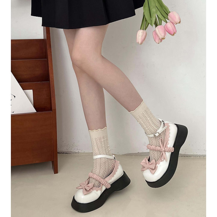 หวานญี่ปุ่น-lolita-รองเท้าหัวกลมหญิงน่ารักด้านล่างหนา-jk-รองเท้าหนังขนาดเล็ก-2023-ใหม่-mary-jane-รองเท้า-hzfws2561