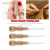 COD DSFGERERERER ALISONDZ Wooden Handle Sewing Awl DIY Hand Stitcher Shoe Repair Needles Punch Canvas Drill 1Pcs Leather Craft Sewing Tool Hole Maker