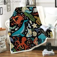 Throw Blanket Whale Dolphin 3D Velvet Plush Blanket Bedspread for Kids Girls Sherpa Blanket Couch Quilt Cover Travel 07