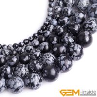 Natural Stone Round Snowflake Obsidian Beads For Jewelry Making Strand 15" DIY Bead For Necklace Jewelry Making 6mm 8mm 10mm 12m Beads