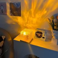 Internet Celebrity Ins Rotating Water Pattern Night Light Creative Gift Bedside Bedroom Flame Atmosphere Lamp Aurora Dynamic Table Lamp 【SEP】