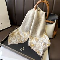 【Miki Xinyuan】100ผ้าพันคอผ้าไหมสำหรับผู้หญิง LuxurySatinPrinted Shawl WrapKerchief หญิง Foulard Square Bandana