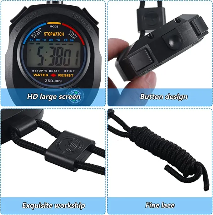 Sports Stopwatch Timer Set, Multi-Function Electronic Digital Sport  Stopwatches, Large Display with Date Time and Alarm Function,Suitable for  Sports