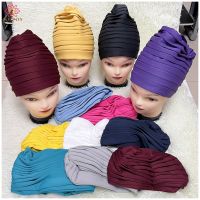 【YF】 Wholesale Fashion Muslim Female Turban Hat Bonnet Elastic Fabric Hot Rhinestone Solid Indian Beanie Hair Bonnets Cap For Women