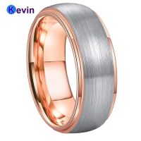 {BUSA Fashion Accessories} แหวนแต่งงานทังสเตนสีโรสโกลด์ขนาด6มม. 8มม. แหวนคู่รักแหวนหมั้นแหวนขัดเงาสวมใส่สบาย