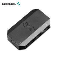 DEEPCOOL 1to10พัดลมฮับแหล่งจ่ายไฟ SATA รองรับ4PIN PWM พัดลมควบคุมอุณหภูมิพร้อมไฟ LED ติดตั้งสติกเกอร์