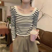 [COD] and winter Korean version of loose stripes all-match 6 wool knitted inner bottoming tops sweater