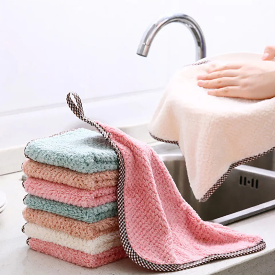 1/10pcs Kitchen Towels And Dishcloths Rag Set 9.8in*9.8in Small