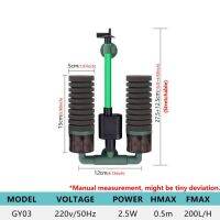 ตัวกรองฟองน้ำคู่สำหรับตู้ปลา220V ตัวกรองโฟมแบบจุ่มพลังงานไฟฟ้า