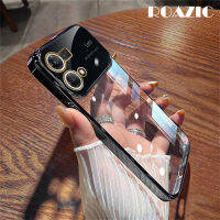 ROAZIC เคสฟิล์มเลนส์สำหรับ OPPO Reno 8 4G/Reno 7 4G Electroplated เคสใส่โทรศัพท์มุมมองขนาดใหญ่กันกระแทก TPU เนื้อนิ่มโปร่งใสบางเฉียบ Reno7ฝาหลัง C01-2