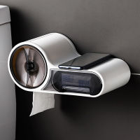 Bathroom Toilet Paper Holder Paper Tissue Box Dispenser Wall Mounted Roll Paper Storage Box Attached-Wall Without Punching
