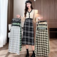 COD ✟ The Monolopy Shop28dfgs8dgs Plaid Skirt a-Line Half-Length Women 2022 Summer Thin Style High Waist Slim-Fit Slimmer Look Mid-Length Hip-Wrapped