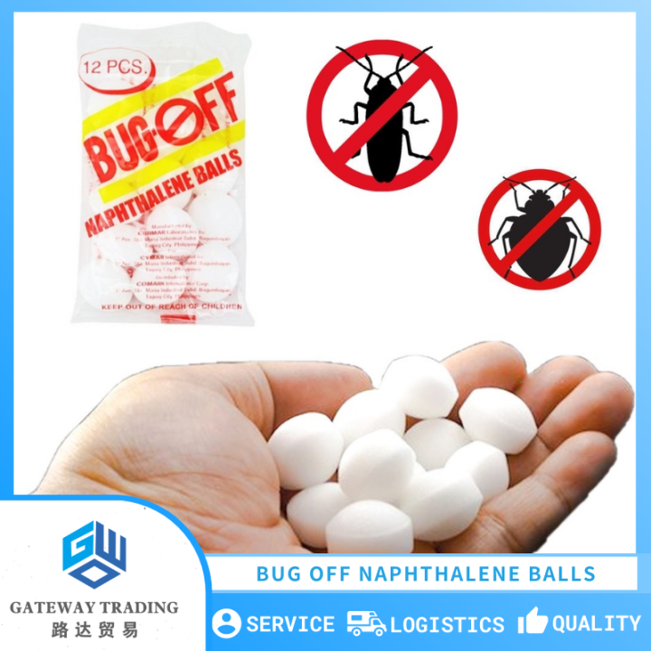 12 Packs (144 Pcs) BugOff Natural Camphor Moth Ball Mothballs