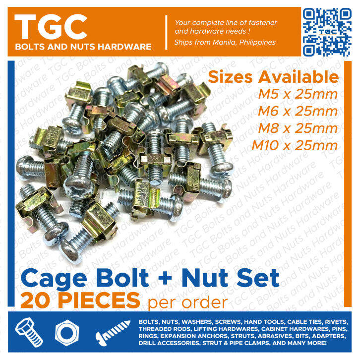 20PCS Cage Bolt and Nut M5 x 25 mm also called Server Rack Screw M 5