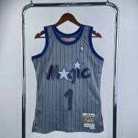 【Mitchell&amp;Ness】Mens New Original Magic #1 Anfernee Hardaway Vintage Jersey Heat-pressed Hardwood Classics Swingman Gray