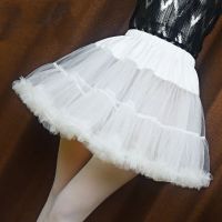 ผู้หญิง Ruffled สั้น Petticoat สีขาว Fluffy Bubble Tutu กระโปรง Puffy Half Slip พรหม Crinoline กระโปรงไม่มี Hoop=Women Girls Ruffled Short Petticoat Solid White Color Fluffy Bubble Tutu Skirt Puffy Half Slip Prom Crinoline Underskirt No Hoop