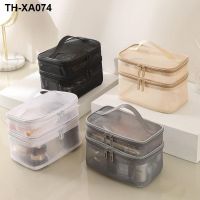 To upgrade the new large capacity makeup receive a white gauze bag portable try transparent double cosmetics receive wash gargle bag