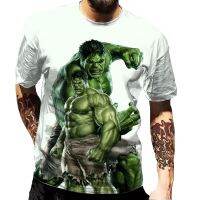 Disneys Marvel Hulk Mens Fitness Short Sleeve 3D T-shirt Summer New Kids Boy Cartoon Hero Oversized Custom Hip Hop Tops 100-XS