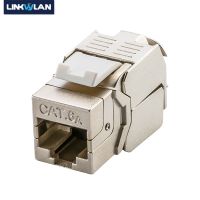 Linkwylan Cat5e เครือข่าย Cat6a Cat6สี่เหลี่ยมคางหมูแบบไม่มีเครื่องมือโมดูลแจ็คซ็อกเก็ต RJ45แบบหุ้มฉนวนเต็มรูปแบบเพื่อการยกเลิกเครื่องมือของ LSA