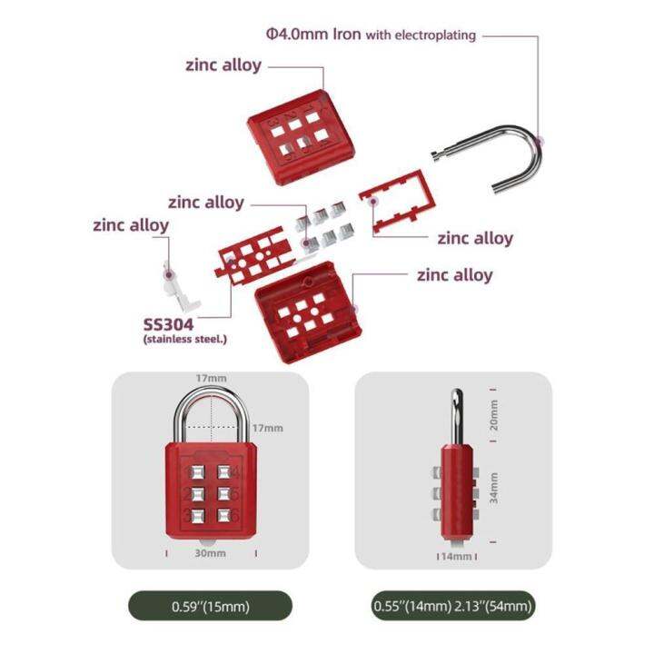 6-position-button-padlock-travel-case-household-cabinet-password-lock-u-shaped-password-lock-mini