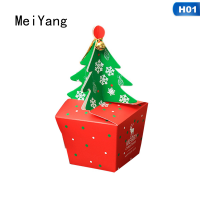 MeiYang 3Pcs Merry Christmasต้นคริสต์มาสที่สร้างสรรค์กล่องลูกอมกระเป๋าคริสต์มาสซานตารูปปั้นมนุษย์หิมะกระดาษติดของขวัญกล่องคุกกี้กระเป๋าBells