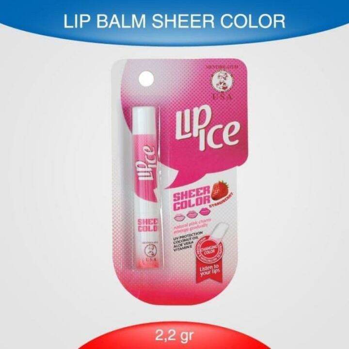 LIP ICE SHEER COLOR STRAWBERRY 2,2 GR LIPBALM LIP ICE ORIGINAL 100