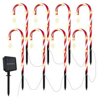 Christmas Candy Cane Lights Solar Power Light String Waterproof Outdoor Garden Ground Plug Crutch New Year Christmas Decoration