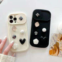 3D ลายการ์ตูนน่ารักพลอยกุหลาบขาวสำหรับ IPhone14 13 12 11 Pro Max สำหรับเคสโทรศัพท์เป็นคู่แฟชั่น