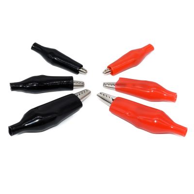 【CC】✠☋  10pcs/lot 28mm/35mm/45mm Metal Alligator Clip G98 Electrical Clamp for Testing Probe Black/Red with Plastic Boot