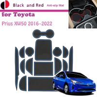 Ruer ที่เสื่อกรูฟประตูสำหรับ Toyota Prius XW50 2016 ~ 2022 2017ที่วางถ้วยพรมรองประตูแผ่นสติกเกอร์กันฝุ่นอัตโนมัติ