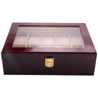 Luxury Wooden Watch Box Watch Holder Box for Watches Men Glass Top Jewelry Organizer Box 10 Grids Watch Organizer