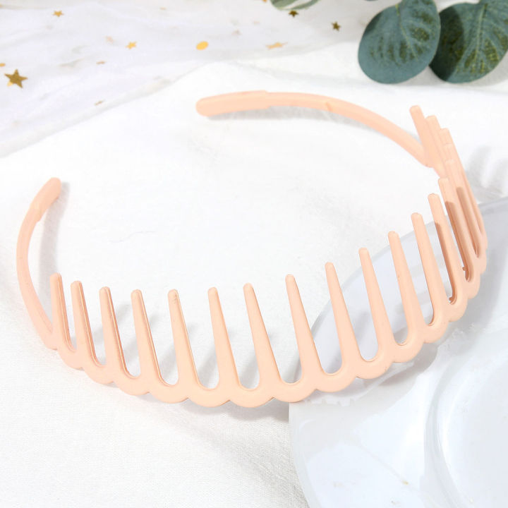 Fashion Simple Headdress Solid Color Resin Hair Comb Hairbands Headband Hair Hoop Bezel With Teeth Hair Accessories For Women