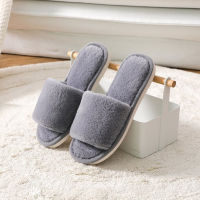 2021 Fashion Soft Fur Slippers Slides Home Indoor Floor Shoes Solid Fulffy Slippers For Bedroom Open Toe Comfy Shoes Women Grey