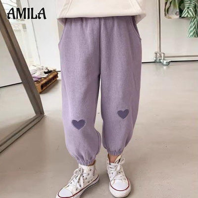 กางเกงเด็ก AMILA กางเกงแบบลำลองสำหรับเด็กผู้หญิงหนากางเกงกีฬาเด็ก