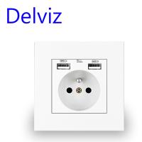 [HOT GELLXKOWOIGHIO 527] Delviz ฝรั่งเศสมาตรฐานซ็อกเก็ต AC 100 250โวลต์2A แบบ Dual USB ชาร์จพอร์ตสำหรับมือถือฝรั่งเศสเต้าเสียบแผง16A ผนังพลังงานซ็อกเก็ต USB