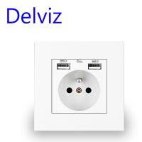 ❃ Delviz French Standard Socket AC 100 250V 2A Dual USB Charger Port for Mobile France Outlet Panel 16A Wall Power USB Socket