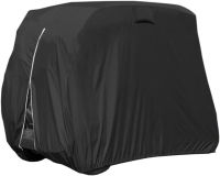 Scott Edward Golf Cart Cover 400D Waterproof Windproof Sunproof Outdoor All-Weather Polyester Full Golf Cart Cover Fits EZGO, Club Car, Yamaha, 2/4 Passenger Golf Cart, Black/Taupe