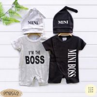 ชุดหมีสั้นคู่ (Romper สั้น) พร้อมหมวก ลาย boss