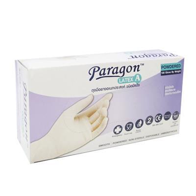 "Buy now"ถุงมือยาง ลาเท็กซ์ มีแป้ง PARAGON รุ่น 75-255228 ขนาด M (แพ็ค 100 ชิ้น) สีขาว*แท้100%*